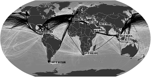 International Shipping Corridors Routes